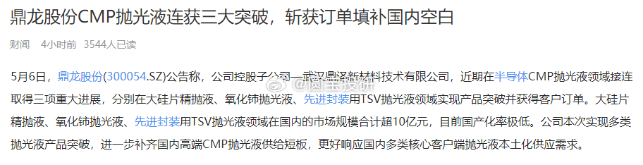 鼎龙股份CMP抛光液连获三大突破，斩获订单填补国内空白 