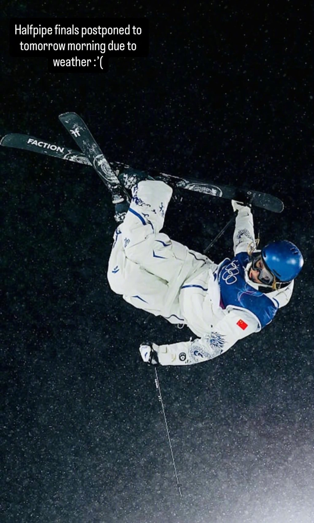 谷爱凌U型场地决赛推迟米兰冬奥会自由式滑雪女子U型场地决赛，因天气原因推迟到北京