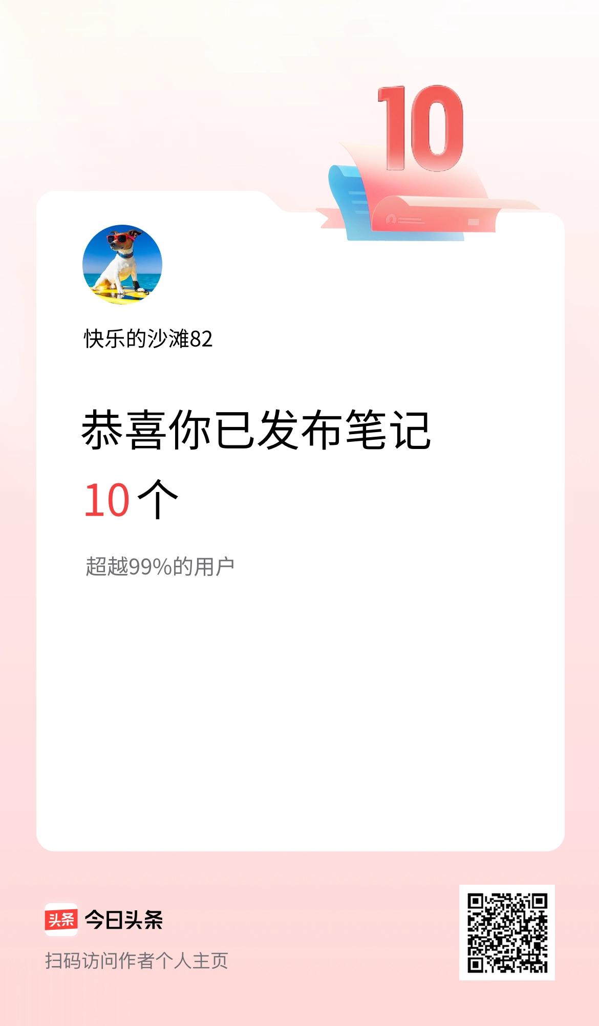我在头条累计投稿笔记10个