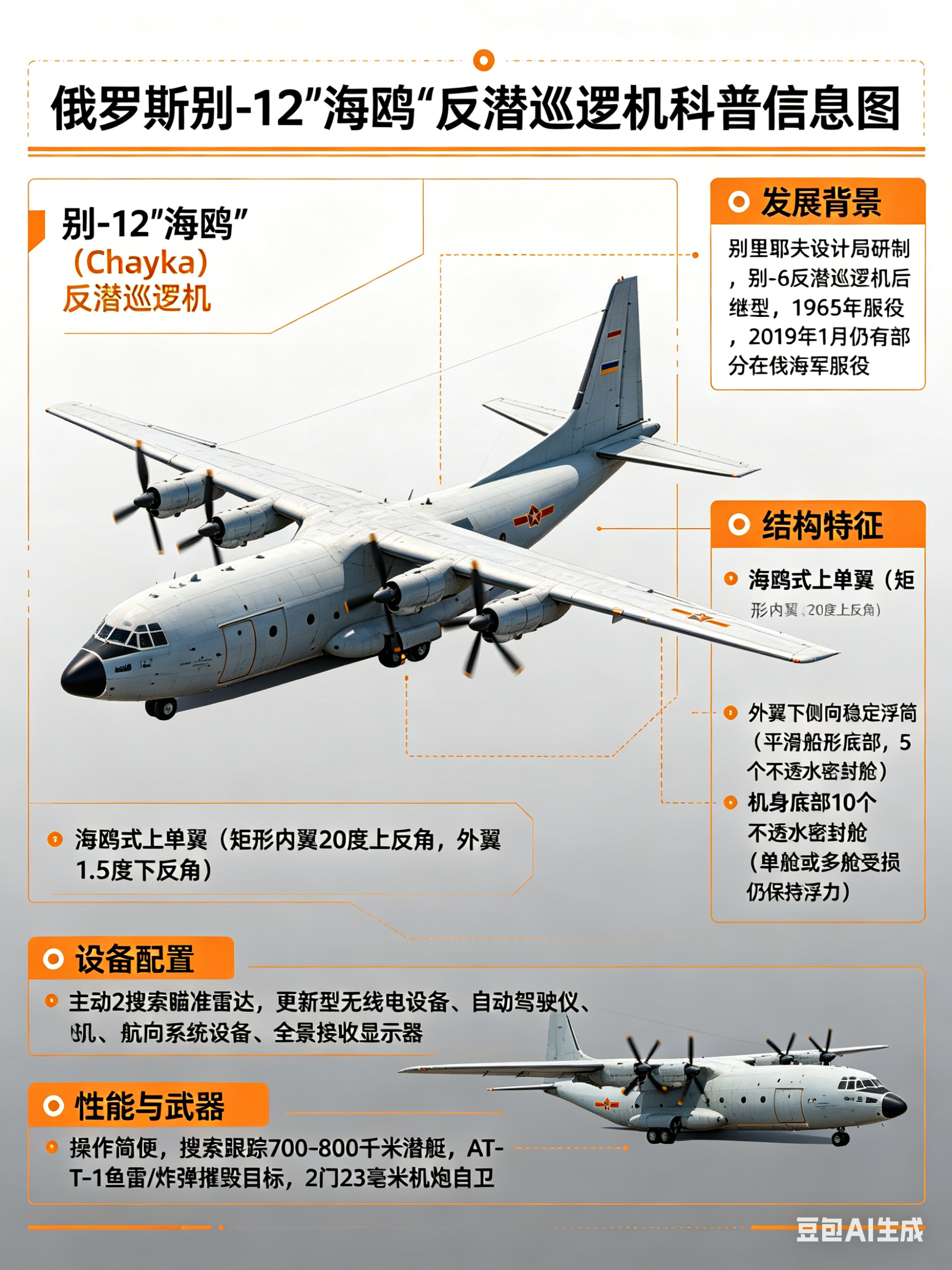 军事ai新视野 俄罗斯别-12“海鸥”反潜巡逻机别-12“海鸥”（Chayka）