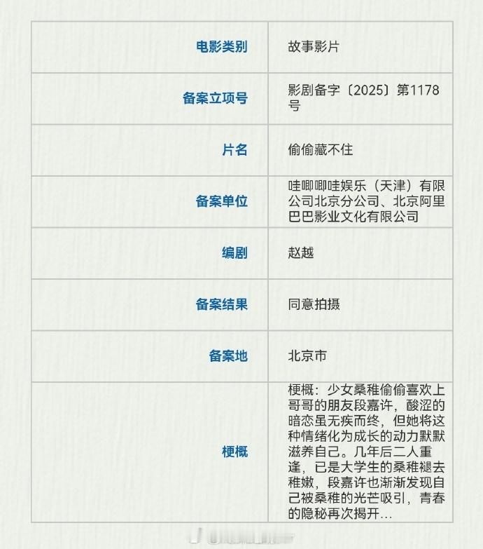 影版偷偷藏不住备案 电影《偷偷藏不住》备案，你想看谁演？ ​​​