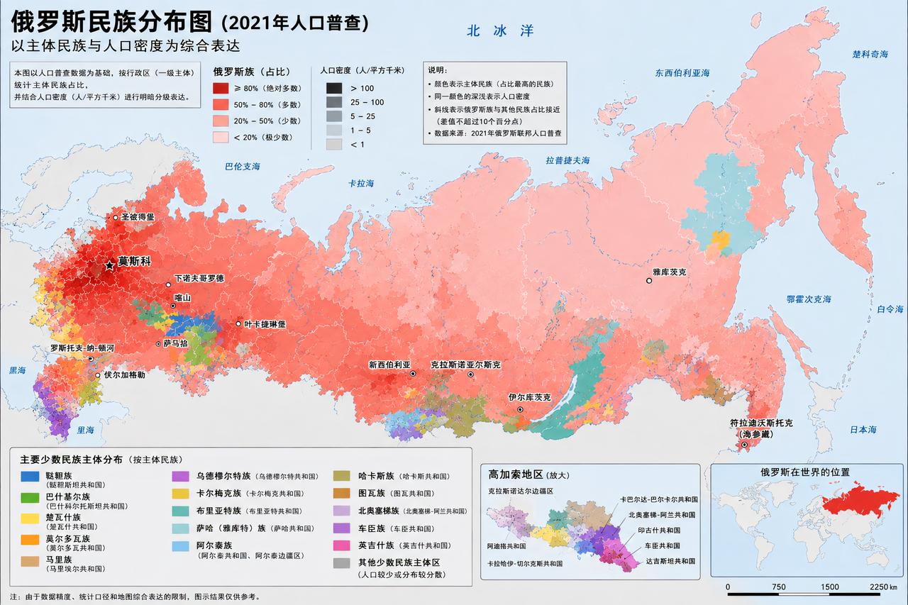 俄罗斯总人口约 1.44 亿，位居世界第九。近五年来人口持续小幅下降，出生率低、