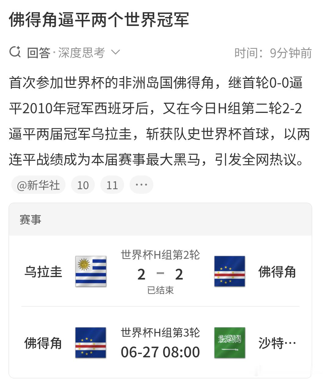 佛得角逼平两个世界冠军这届世界杯的最大黑马佛得角！ 