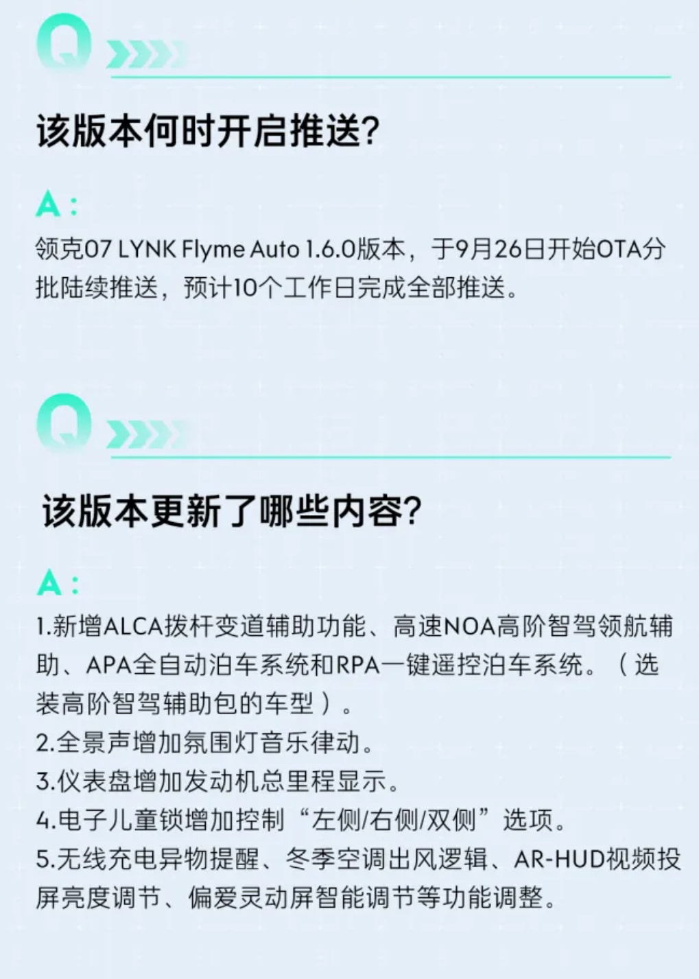 领克07 收到首个大版本OTA了1.6.0版本，主要是面对加包用户的智驾更新拨杆
