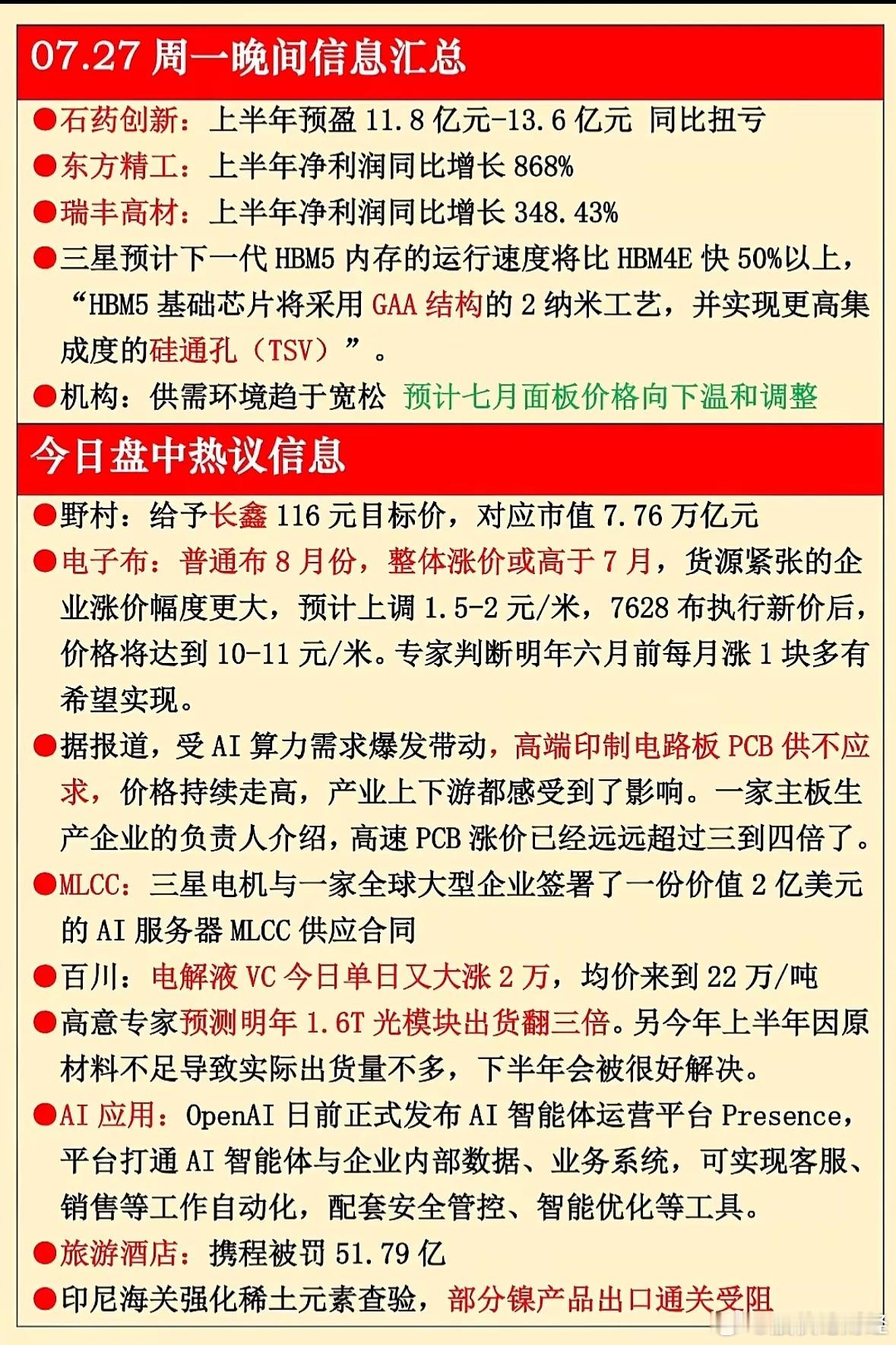 7月27日晚间汇总 