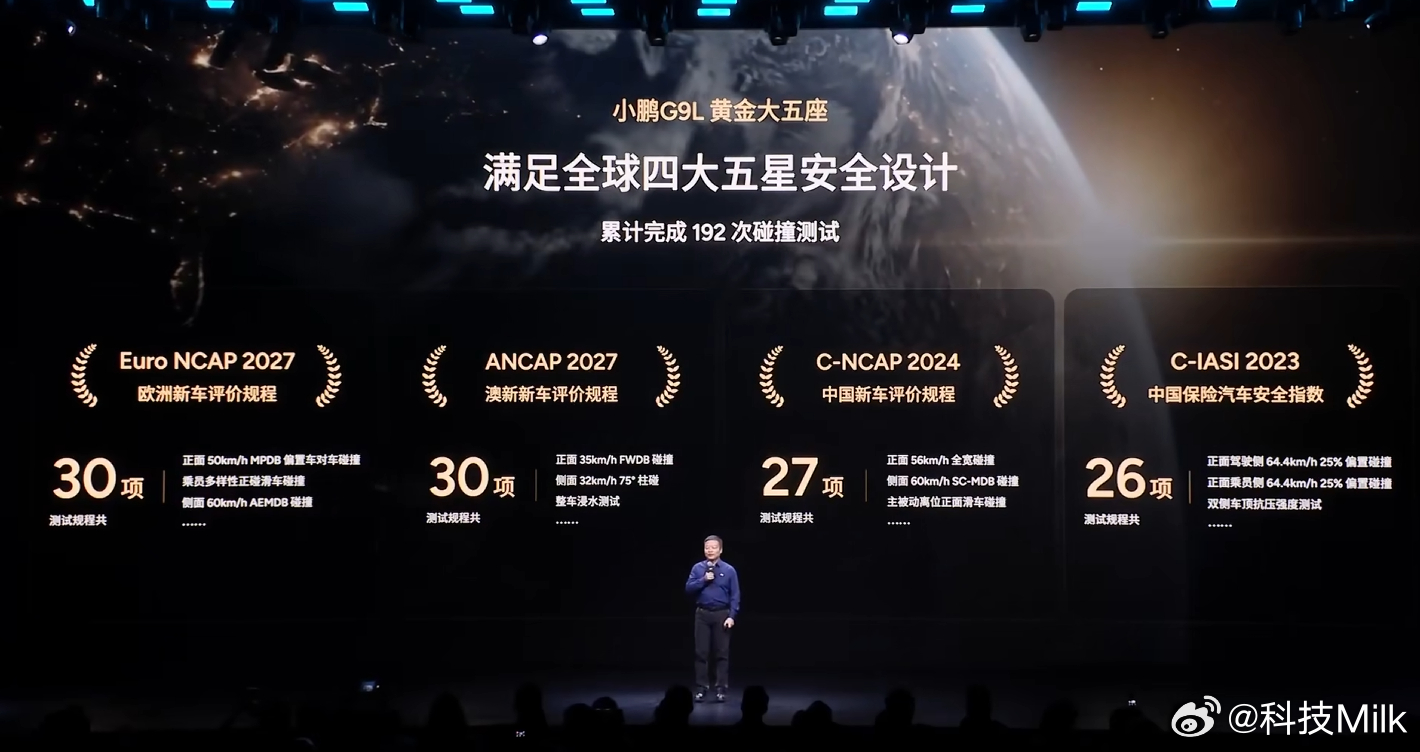 小鹏G9L满足全球四大五星安全设计，国内国外的安全测试都通过了，安全感满满
