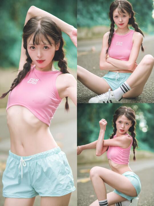 出门啦｜夏日日系元气甜妹运动健身拍照姿势
