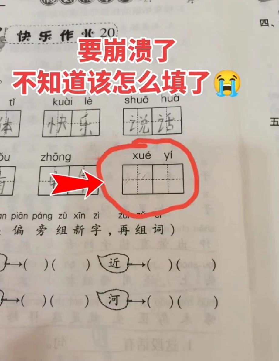  娃的作业里“xué yí”难住全家！这俩字到底咋写？求大神支招