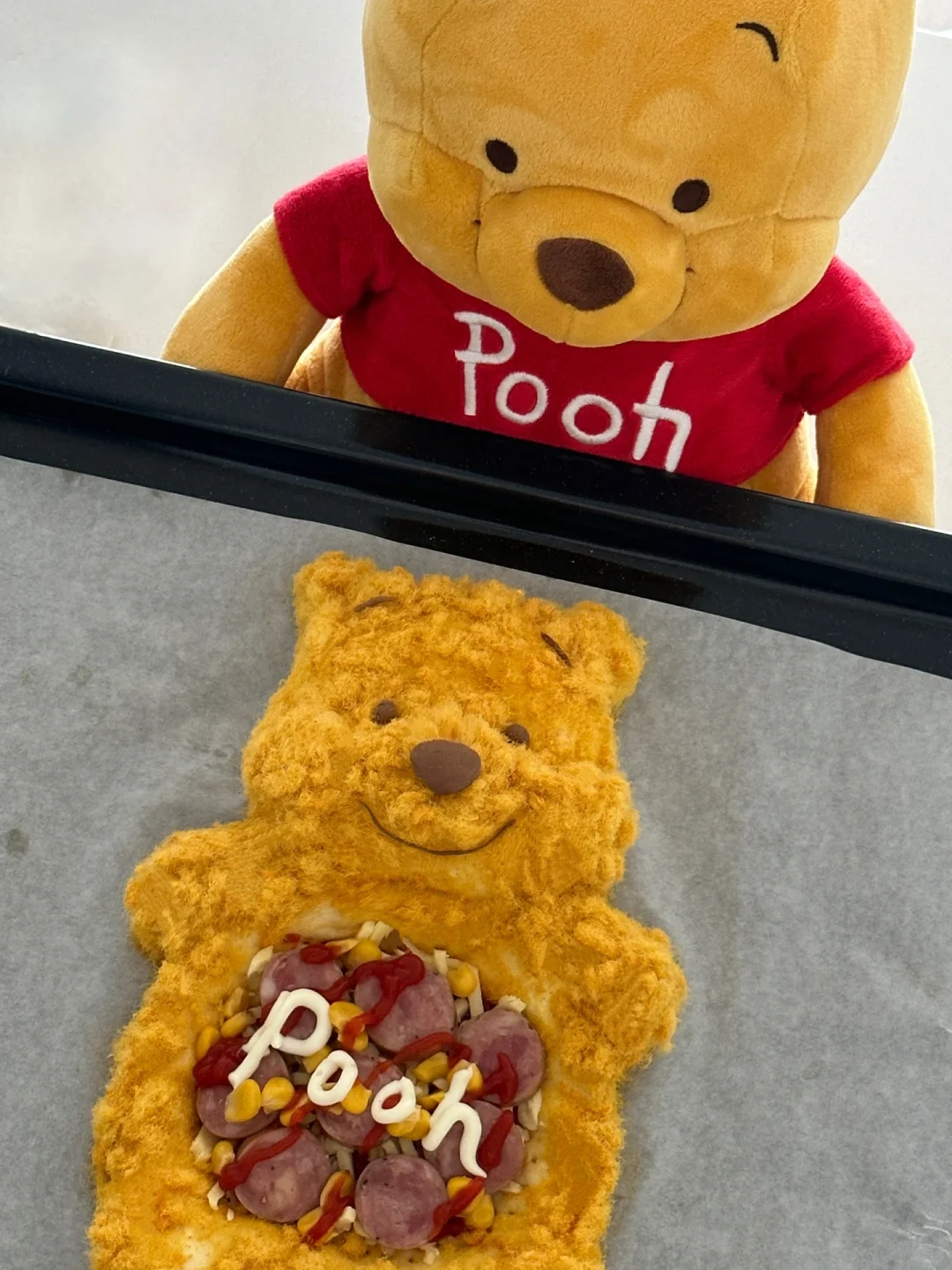 自制毛茸茸噗噗🍯肉松披萨～