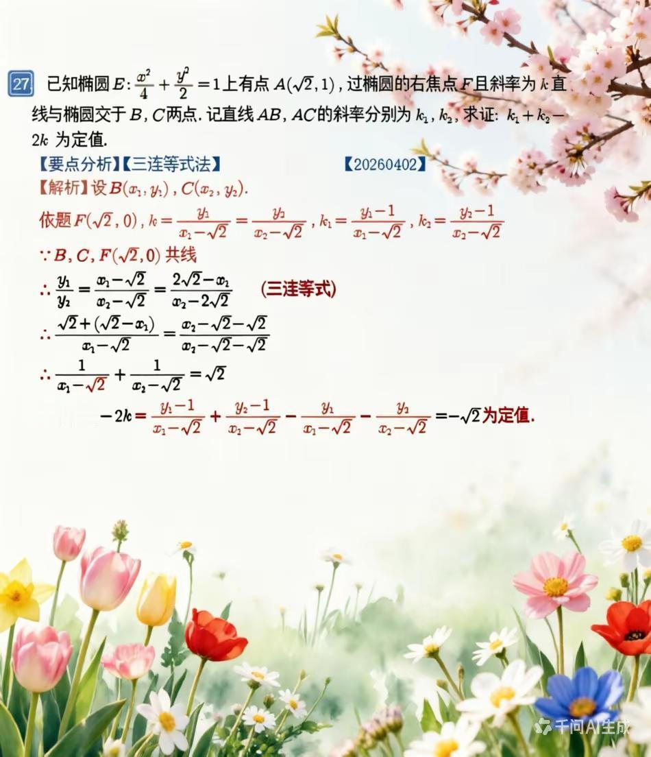 不联立之三连等式。三连等式来咯每日一题高考数学