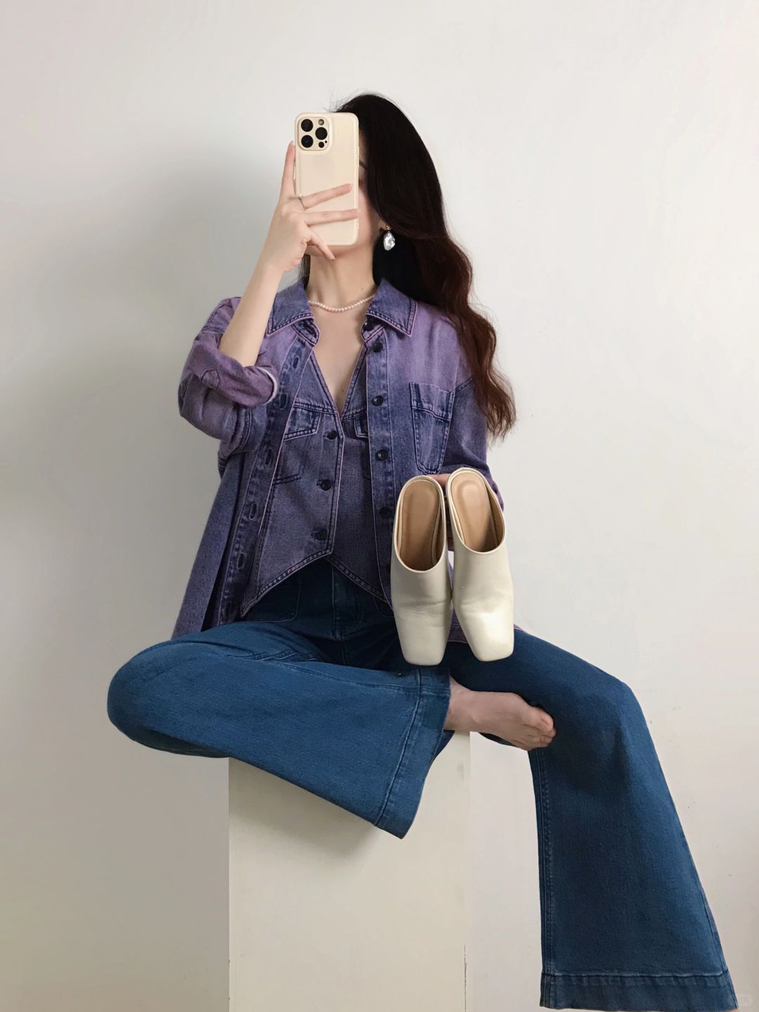 早春港风通勤|这件复古紫色牛仔衬衫太美啦