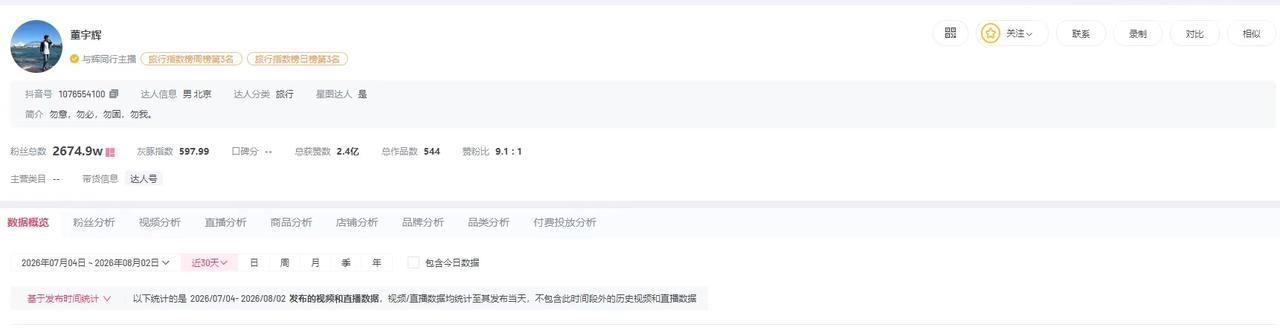 【董宇辉采访周星驰后涨粉超6万 董宇辉采访星爷前刚成立文化传播公司】董宇辉自嘲访