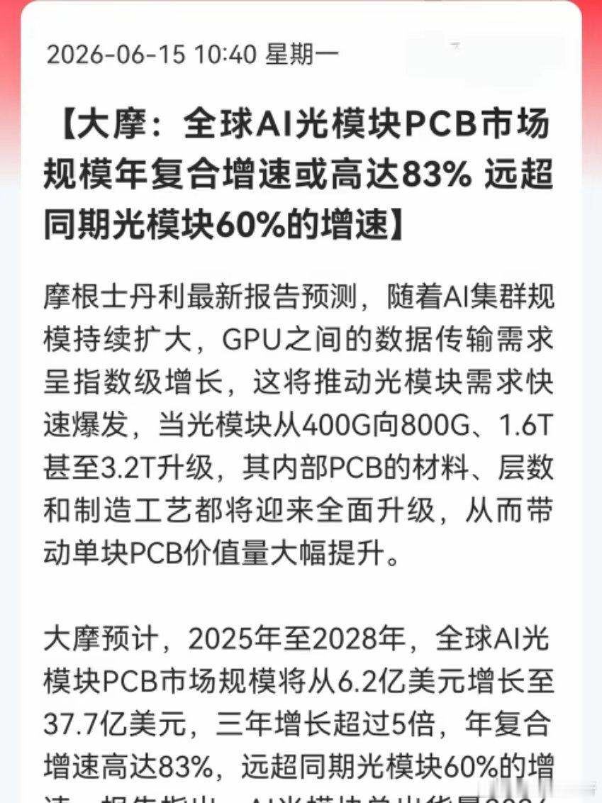 大摩炸了！比光模块还猛的赛道，年增速83%！所有人都在炒光模块，大摩最新研报挖出