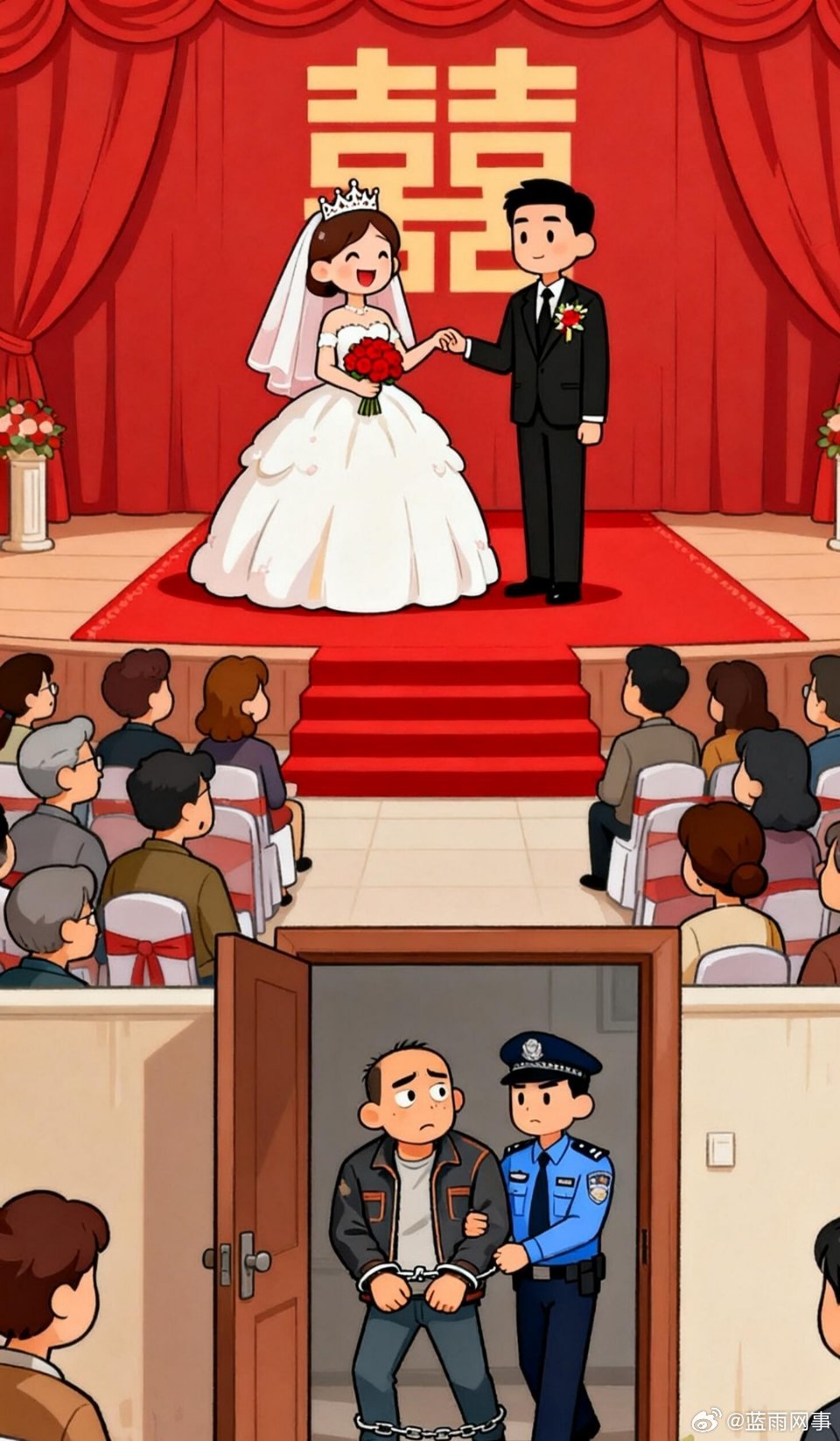 网友作画天佑婚礼答一人“     ”？ ​​​