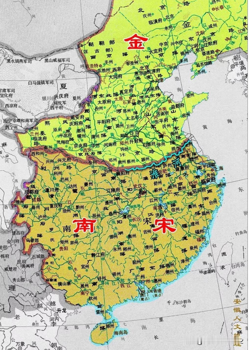 南宋冷笑话：金有狼牙棒，宋有天灵盖。​
金有拐子马，
宋有麻扎刀；
金有金兀术，