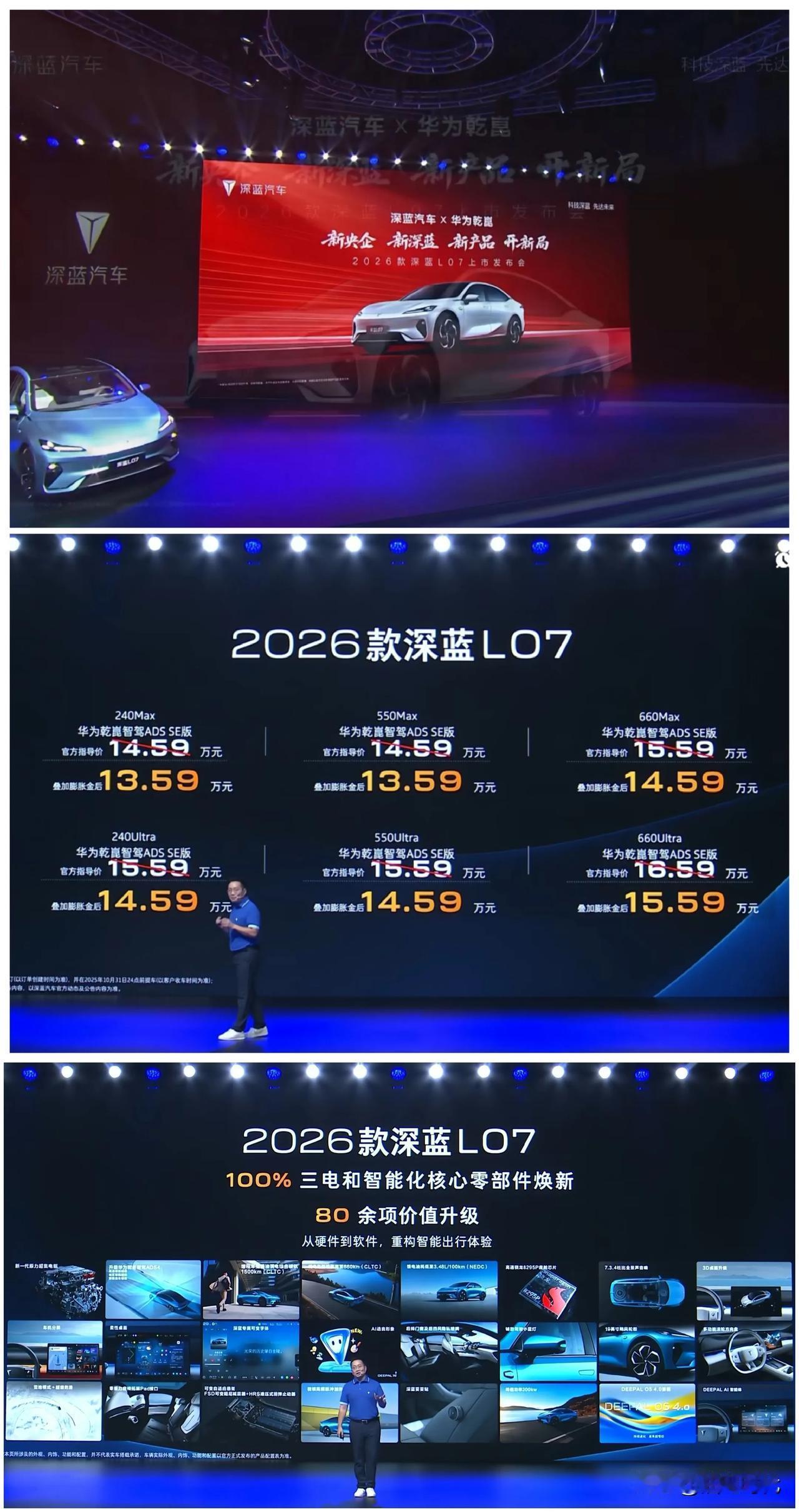 2026款深蓝L07上市
240max 13.59万元，240ultra 14.
