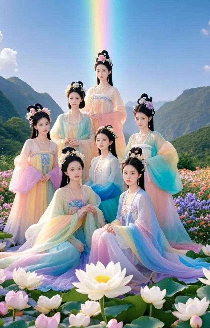 穿越回古代，与仙子们共赏花海仙境！🌸✨唯美仙界七仙女 穿越古装好美