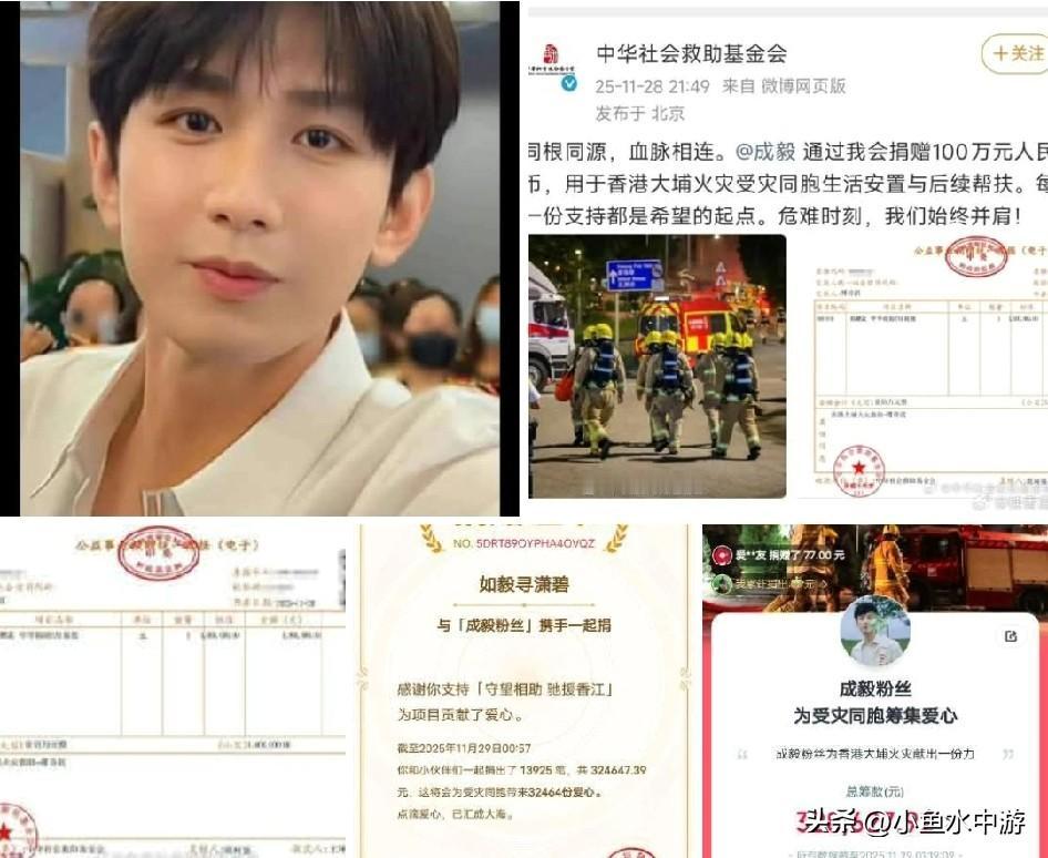 中国知名艺人成毅不单是一個好演员， 人品好非常善良的人。 低调捐款100 万给香