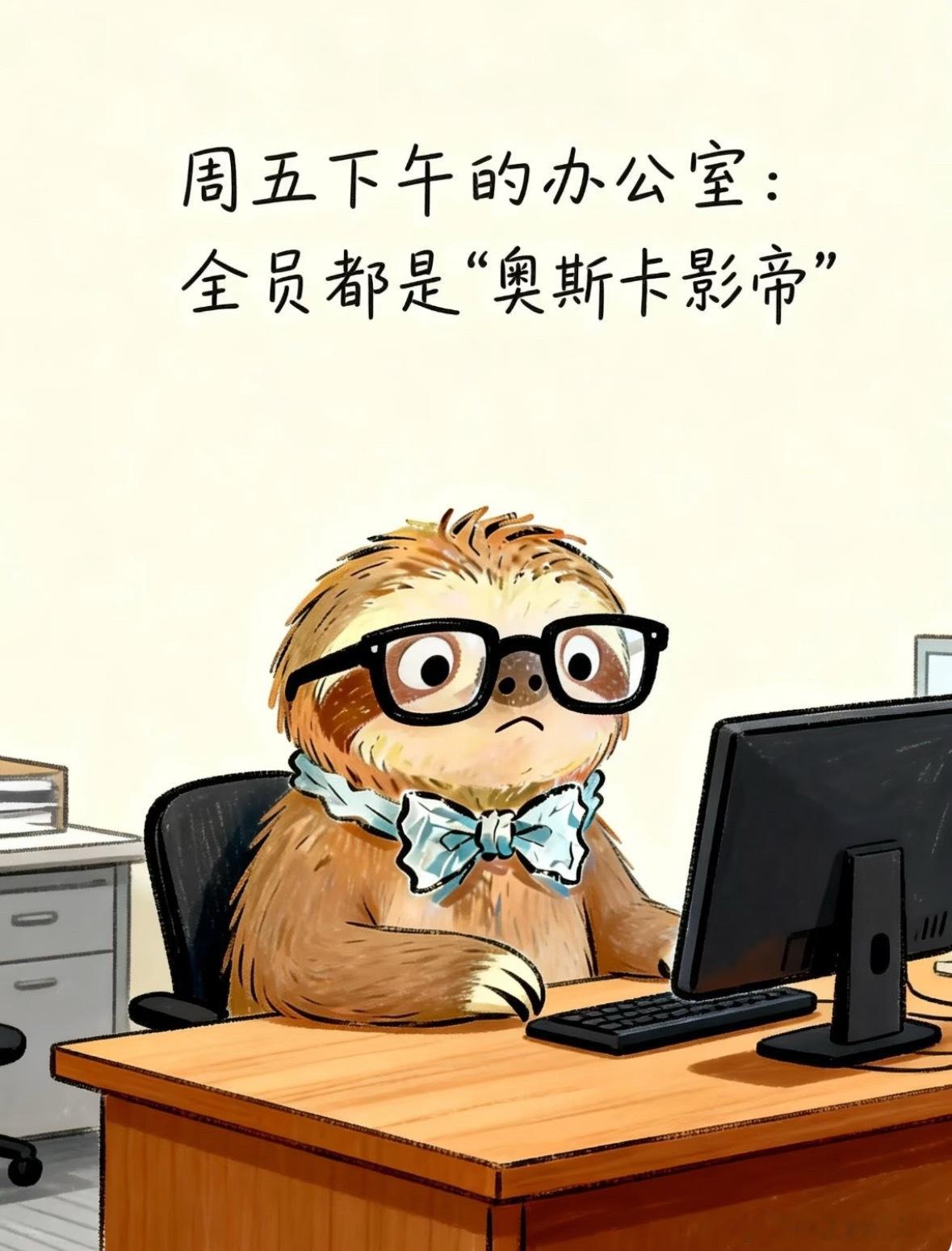周五下午两点，摸鱼的黄金时段，全员都是“奥斯卡影帝”，你们估计都想好一会儿去哪玩