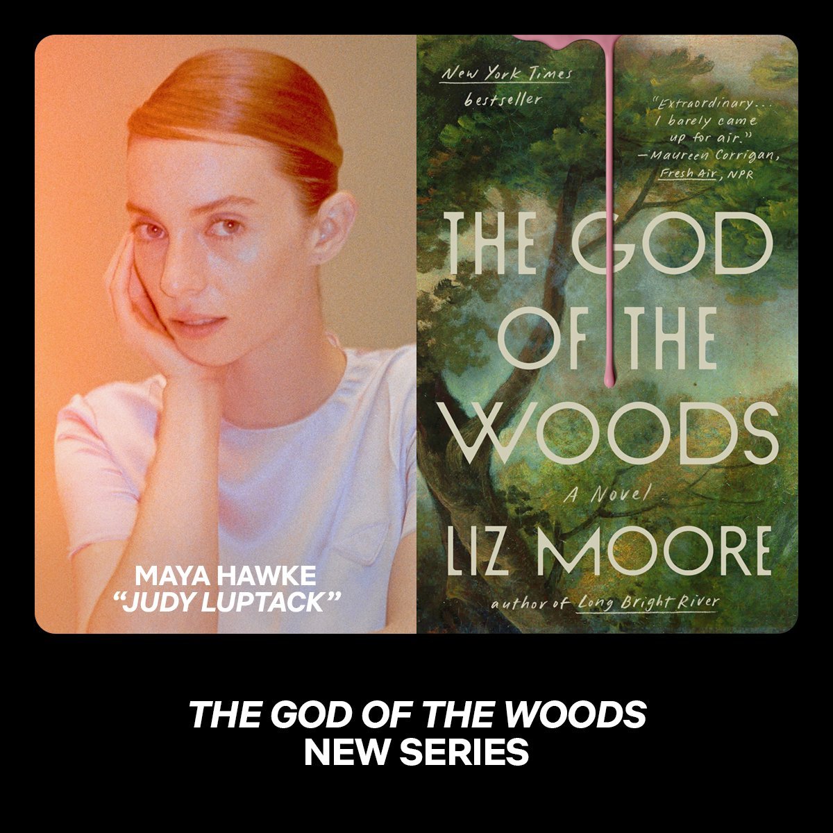 Netflix官宣，玛雅·霍克将主演悬疑新剧《森林之神》，本剧改编自Liz Mo