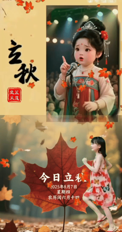 今日立秋，骄阳依旧炽热如火，却已悄然敛去几分盛气，风中开始弥漫着若有若无的凉意，