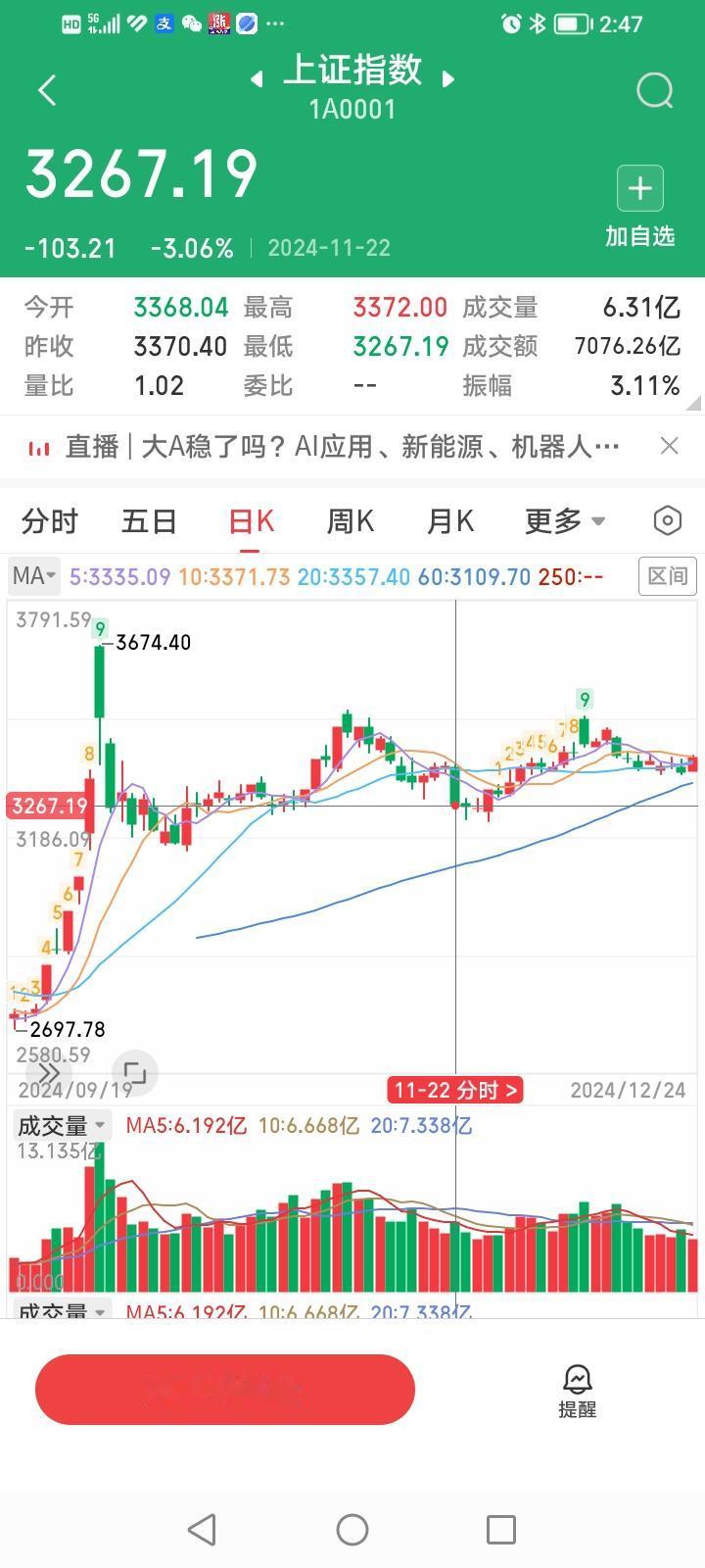 历史不会简单的重复，但往往惊人的相似！
2024年11月22日，上证指数大跌10