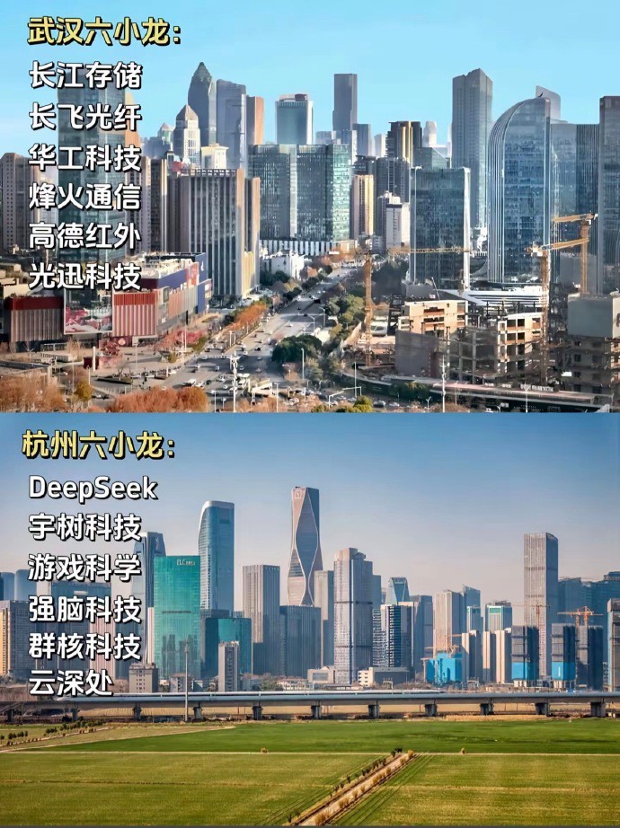 武汉六小龙vs杭州六小龙，光谷武汉布局了几十年，终于开花结果了。 