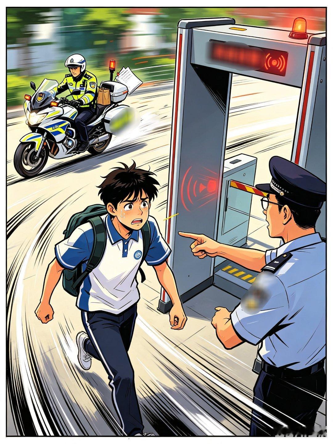 考生体内钢板无法过安检铁骑狂奔补证每年高考总少不了的各类突发状况，忘带证件、走错