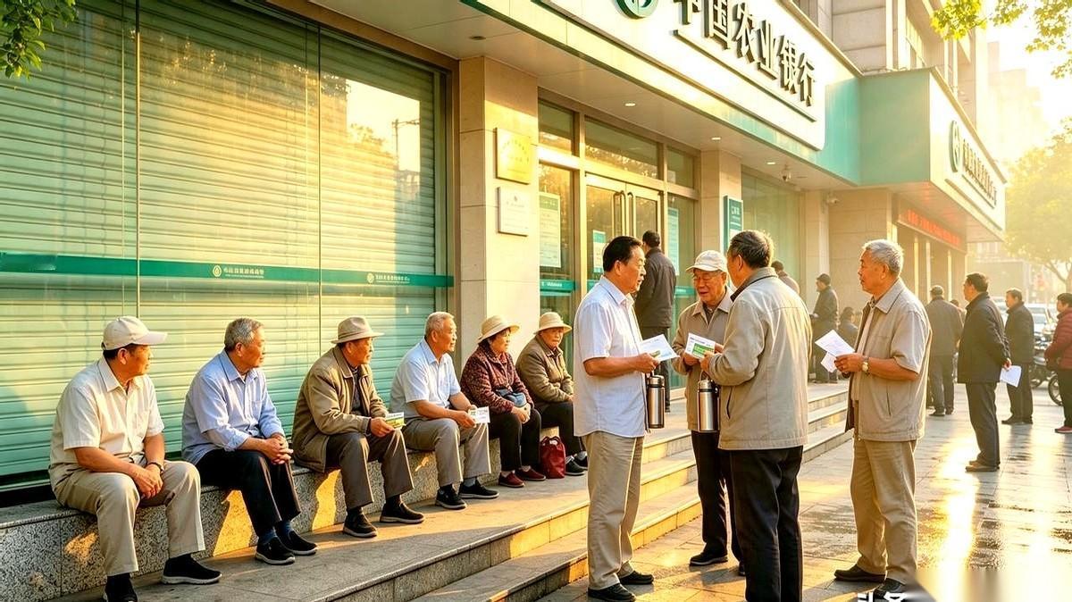 早上不到八点，街角那家银行的卷帘门才升起一半，门口台阶上已经黑压压挤满了一片。