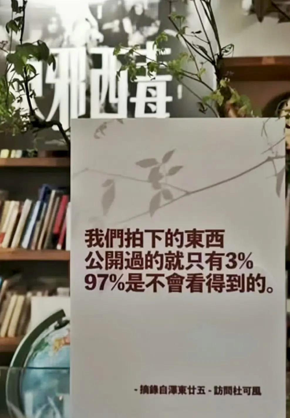 王家卫拿给我们看到的东西，只是他拍下的3%，这句话对我的伤害越来越大了。

因为