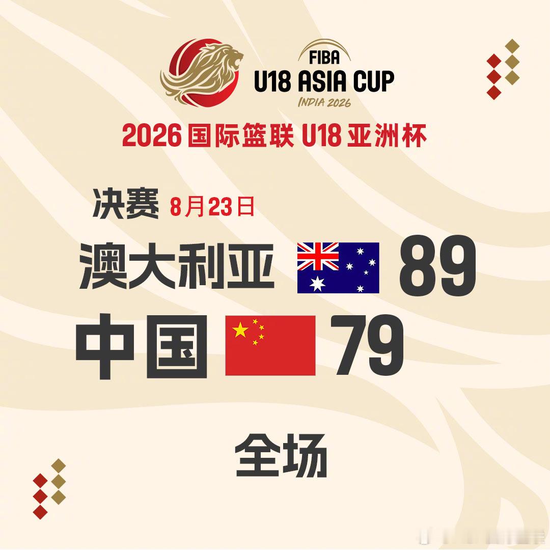 2026FIBAU18亚洲杯 第🔟比赛日决赛 🇨🇳中国队vs澳大利亚队🇦