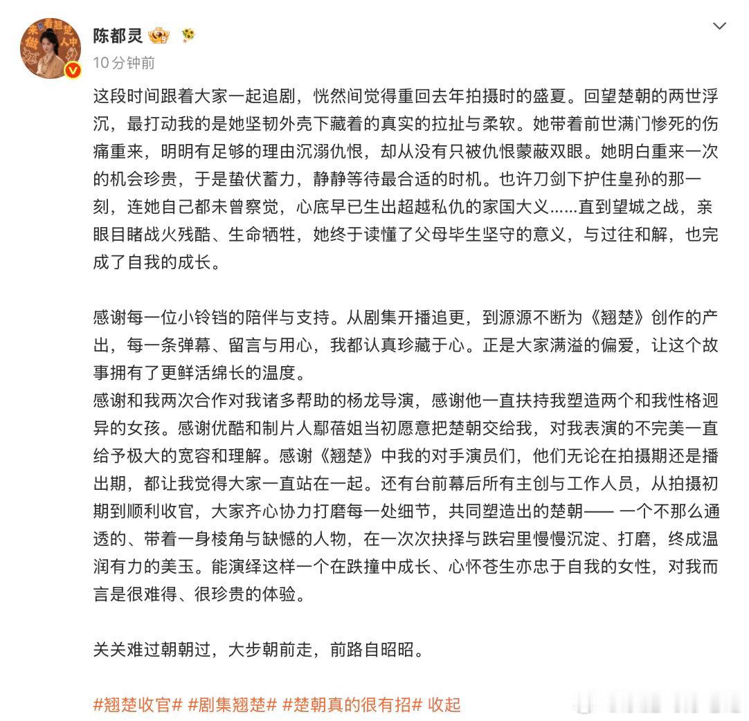 陈都灵带我们回望楚朝走过的路陈都灵字里行间都是对楚朝的爱陈都灵带着观众重温楚朝跌