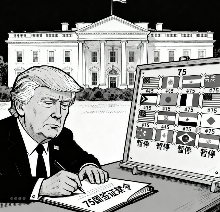 移民政策说停就停？这75国中没有咱们，特朗普政府这波操作，说白了就是给合法移民设