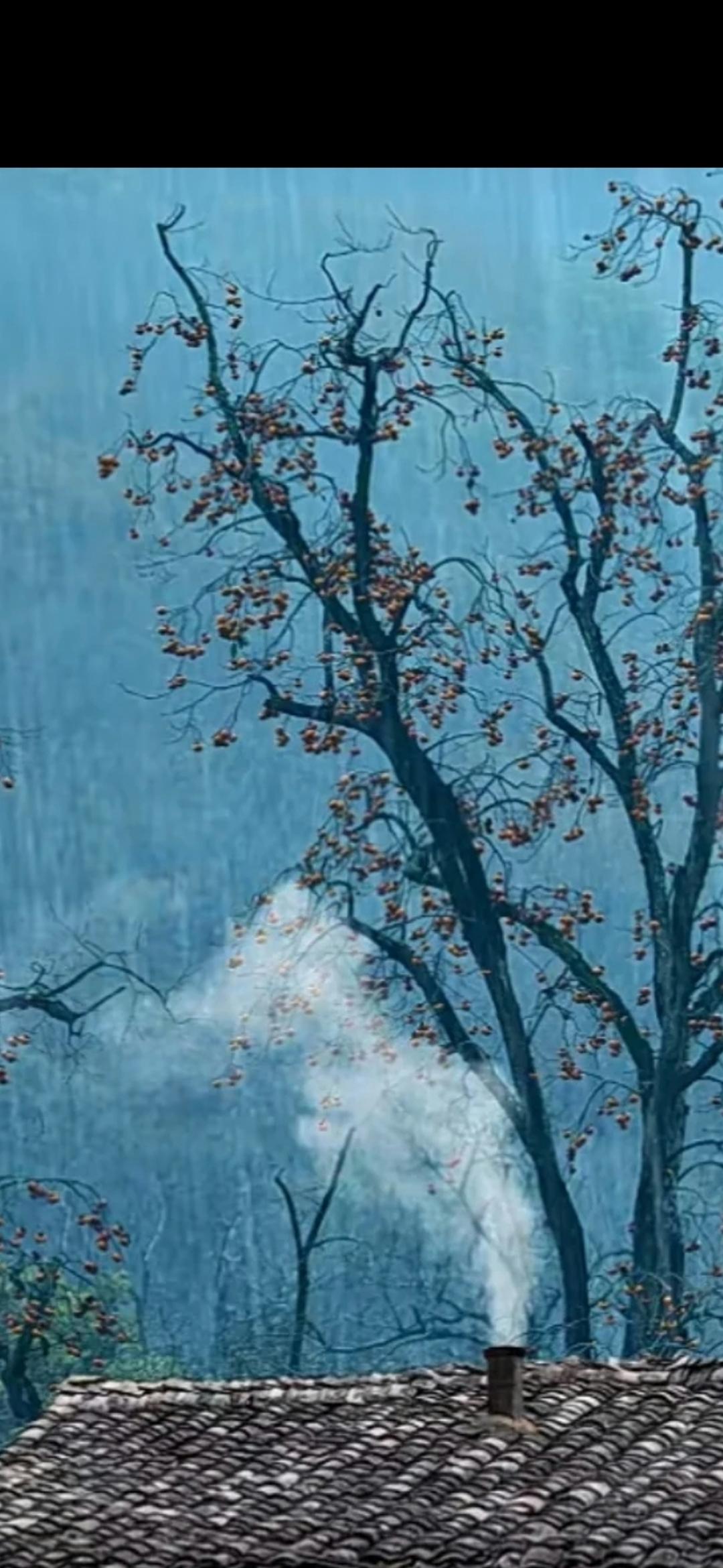 炊烟的召唤

晨起，东边的蓝纱巾连滚带爬地飞舞
她还活着，还喘着气

太阳露白，