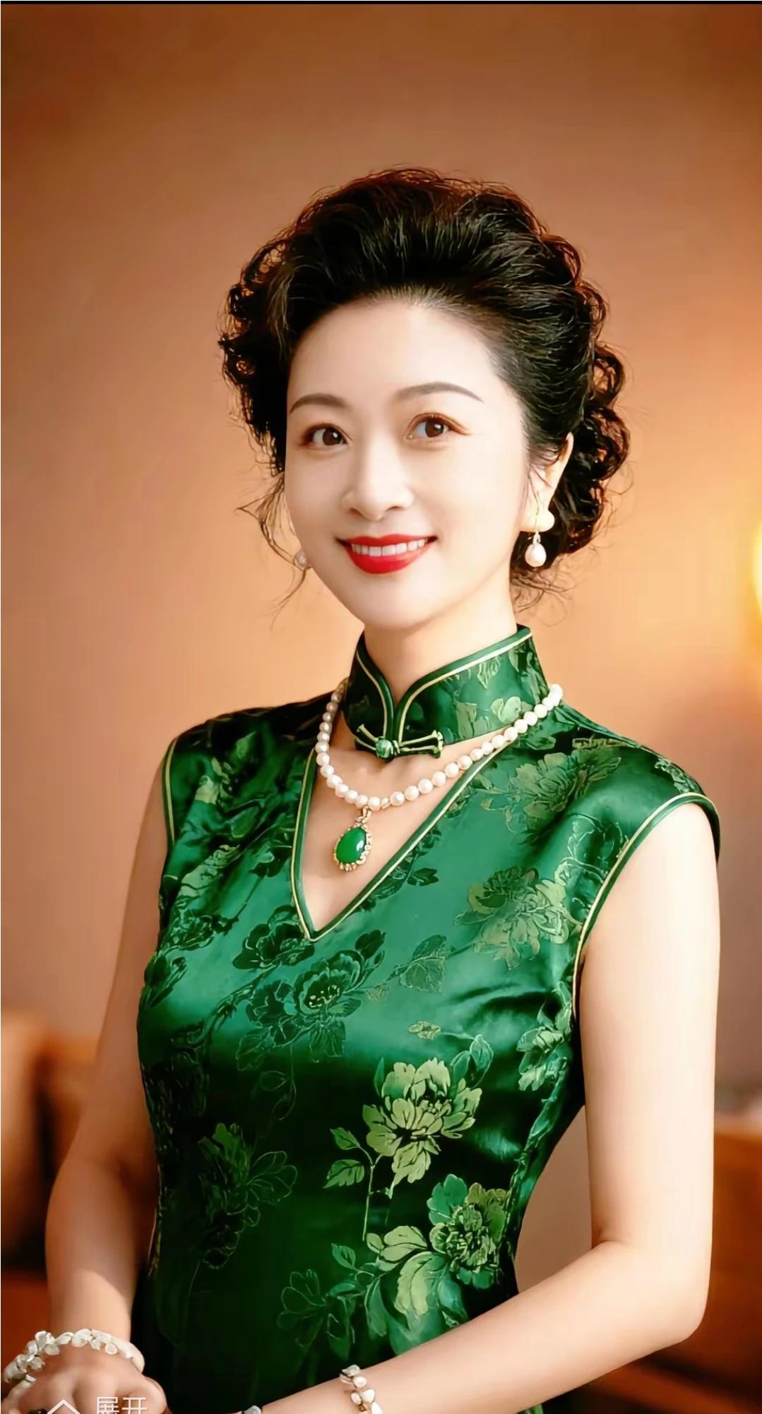 雍容华贵，仪态万方。
身着旗袍，国风古韵。
贴身裁剪，身姿妙曼。
千般妩媚，万种