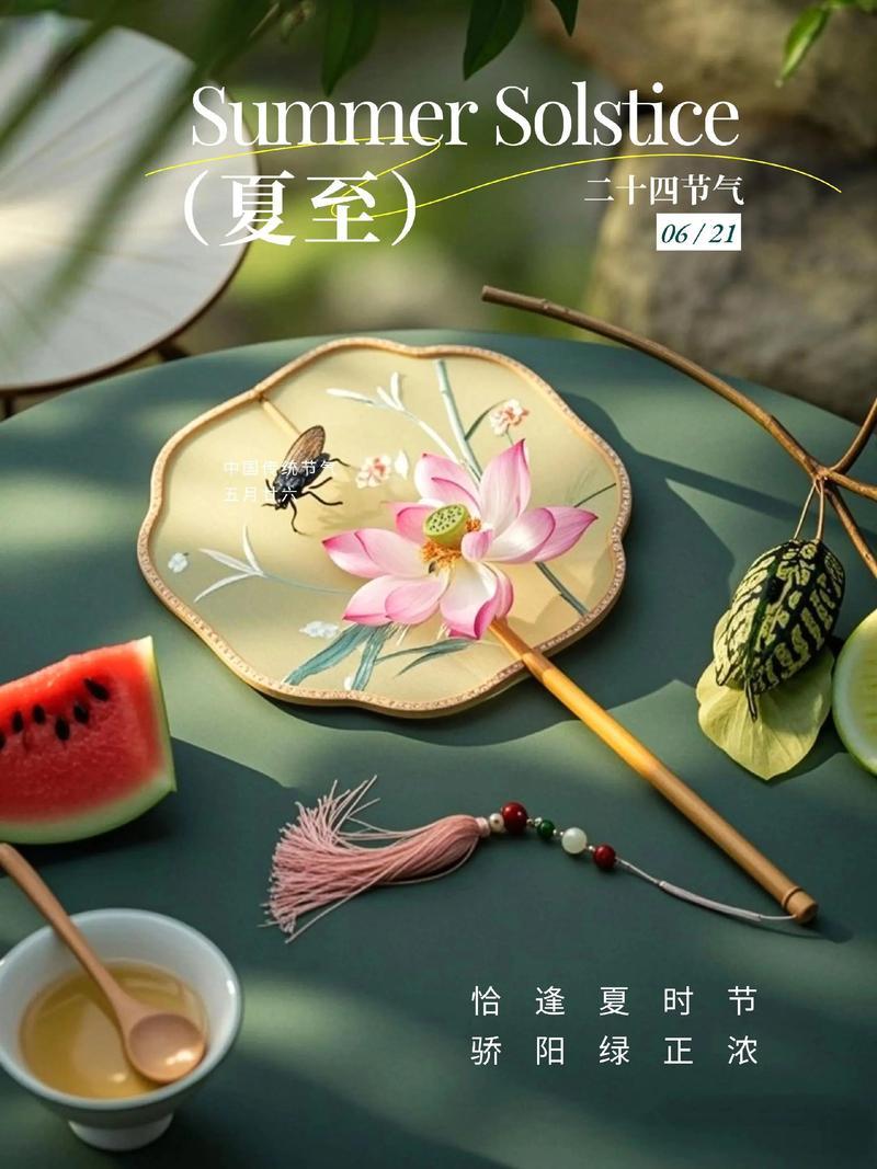 夏至骄阳绿正浓，荷风送香伴西瓜，古扇轻摇，岁月静好正当时。