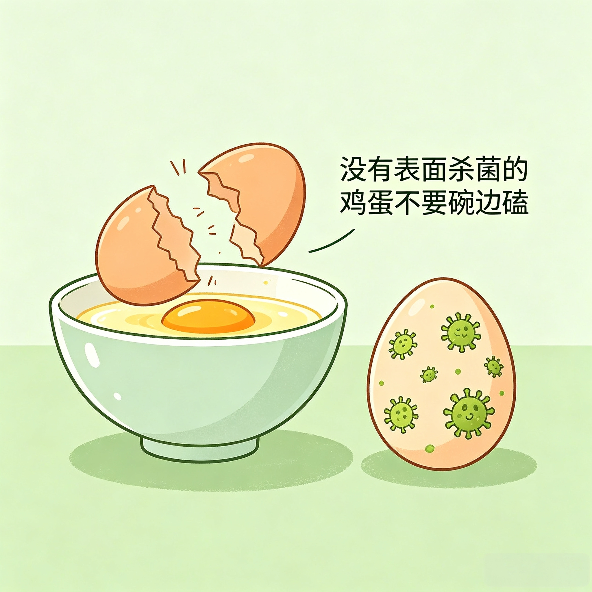 没有表面杀菌的鸡蛋不要碗边磕 平时打蛋习惯在碗边磕？快停下！⚠️ 没经过表面杀菌