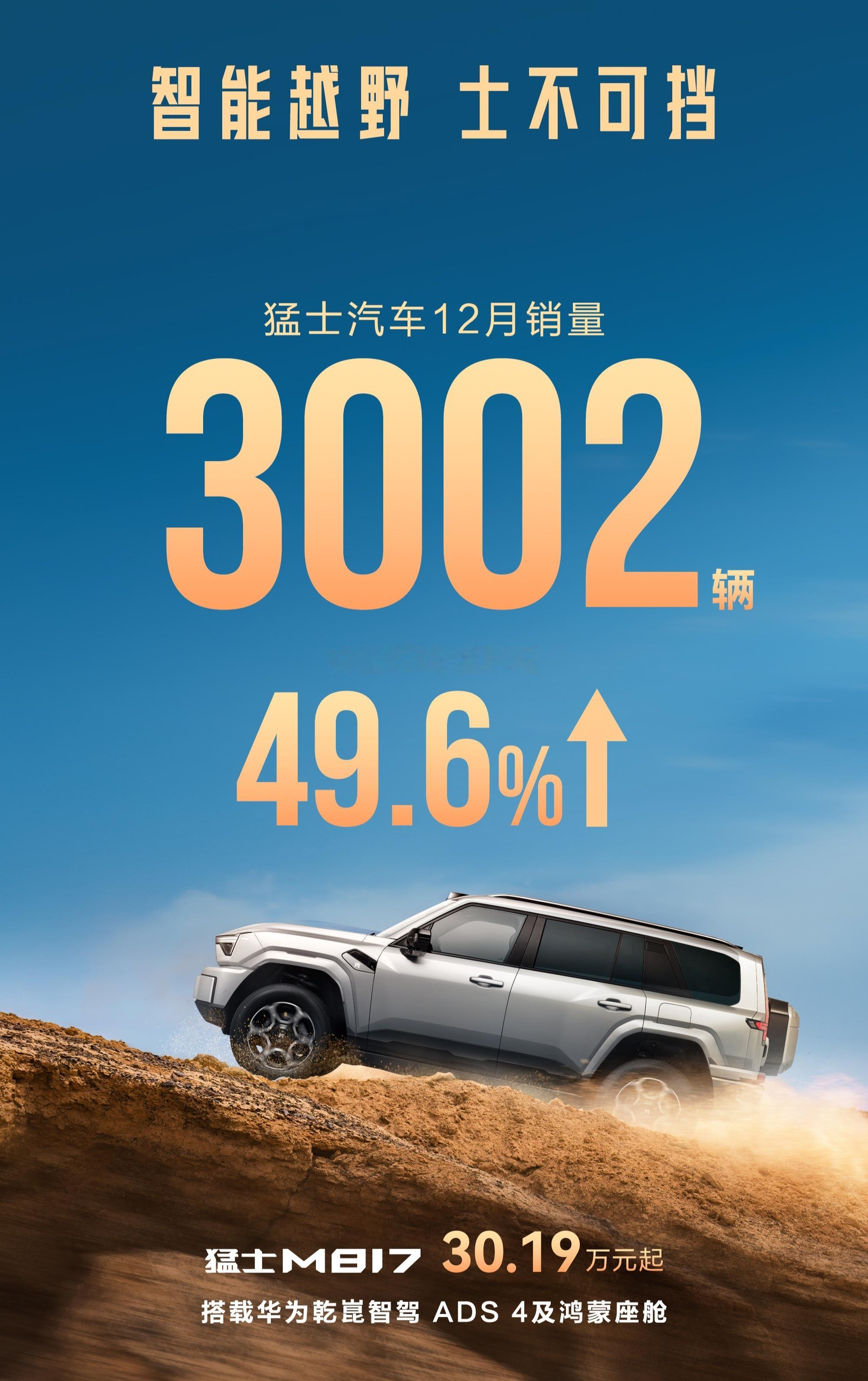 猛士M817也是我今年喜欢并看好的新车，它的市场表现也不错，12月破3K了。 