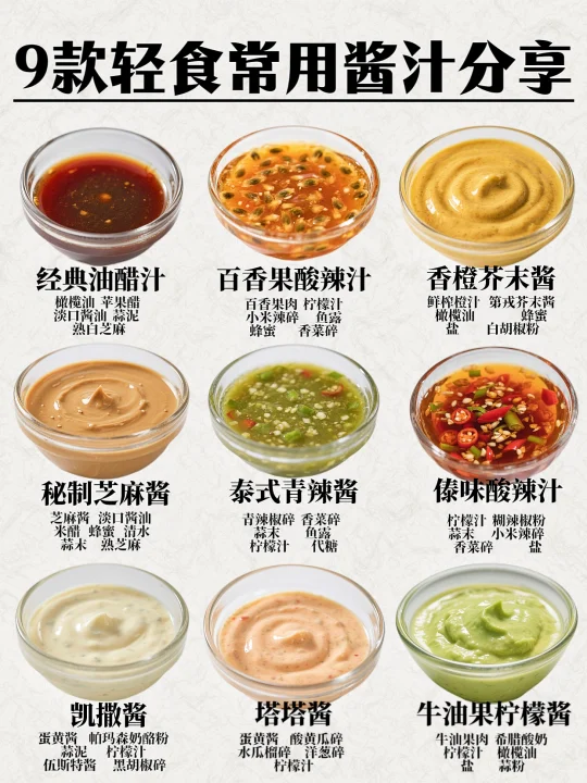 9款轻食常用酱汁分享🧾甜咸都有✅克数详细📝