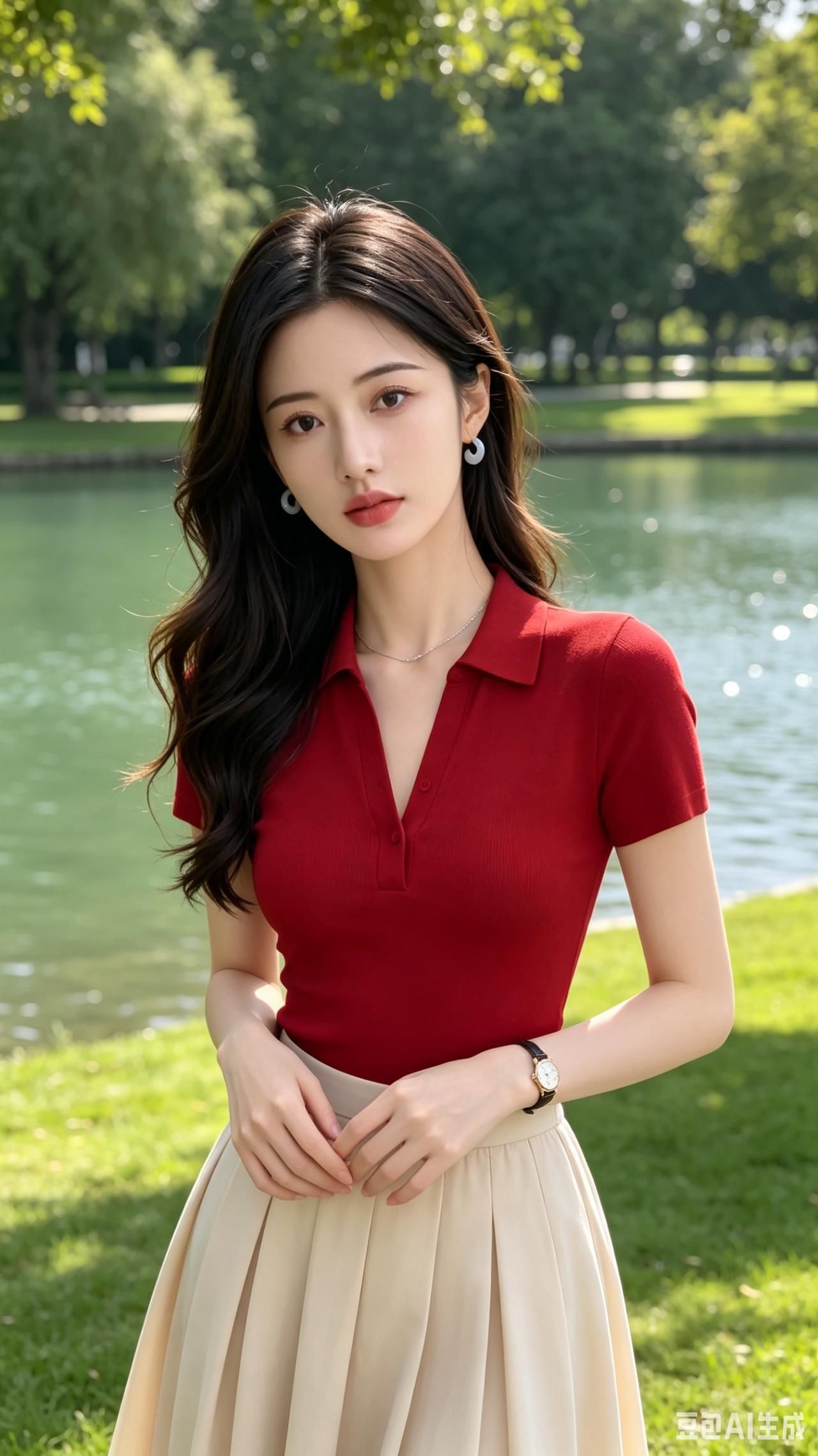 休闲时光，湖边漫步