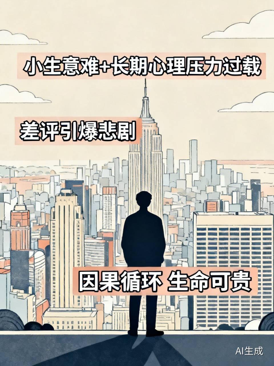 小生意难做+长期心理压力过载，
双重暴击，
在一串差评中，
最终被引爆了，
炸串
