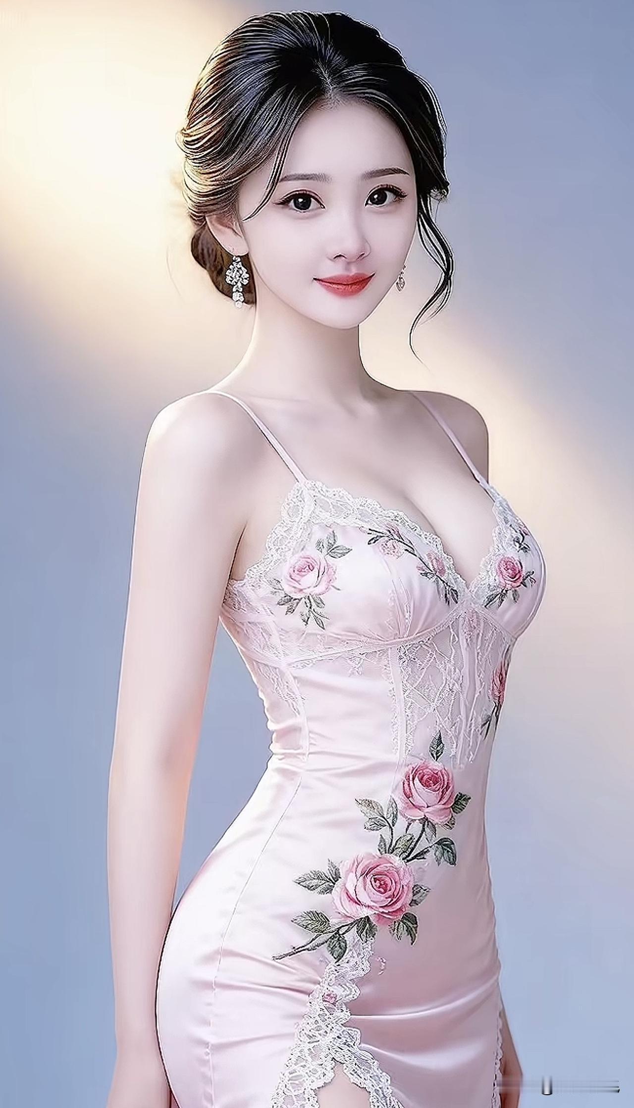 优雅玫瑰连衣裙，尽显女性魅力！🌹💃紫玫瑰长裙 粉玫瑰连衣裙 粉玫瑰连衣裙 玫
