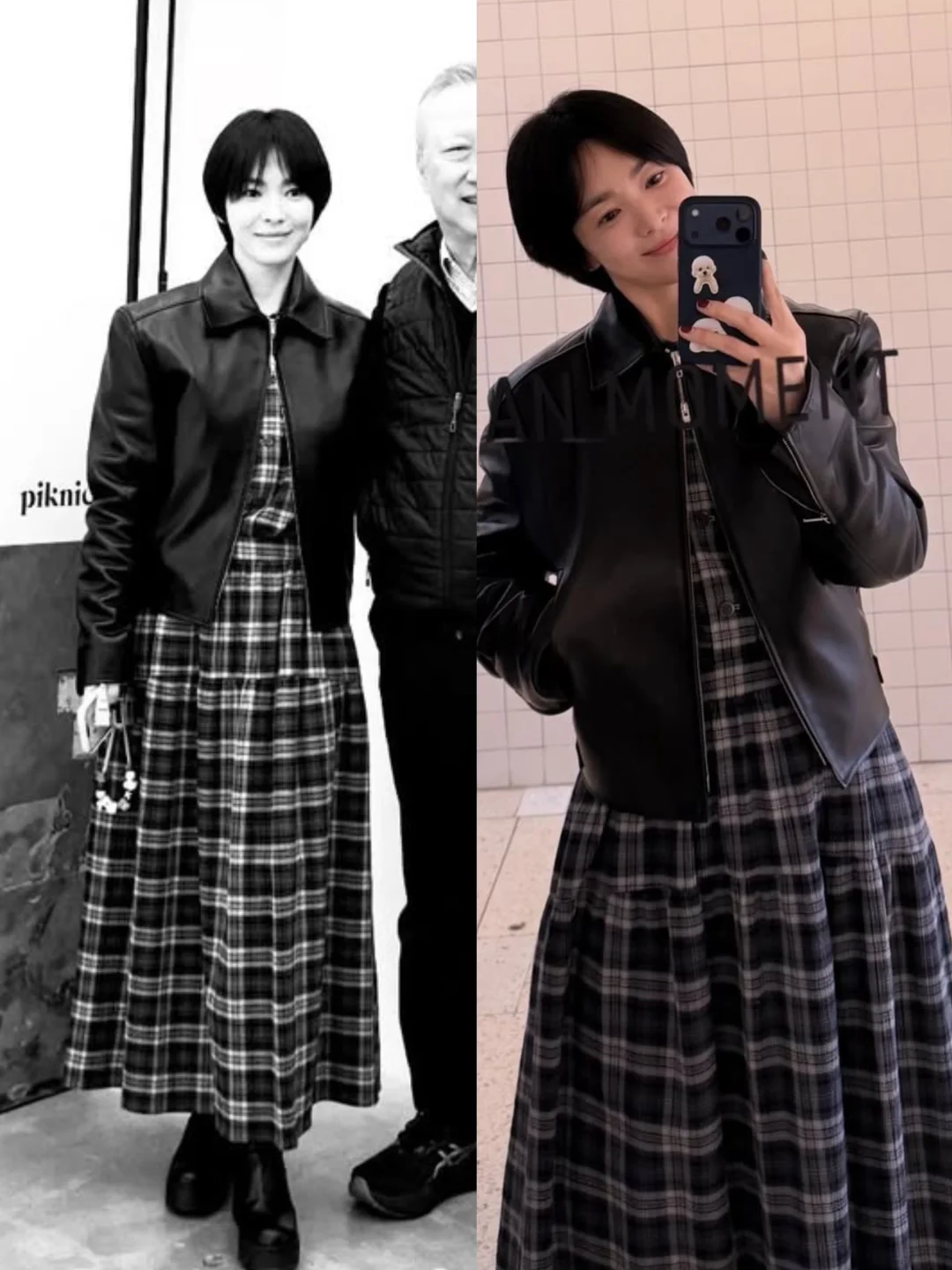 新鲜的宋慧乔，去看展览了，短发好飒气