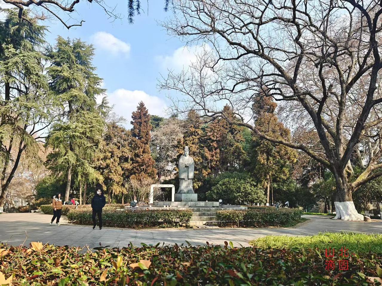 🌳 树影把光阴剪成斑驳的诗，雕像静立如历史的注脚，晴日里的风，正和草木、行人，