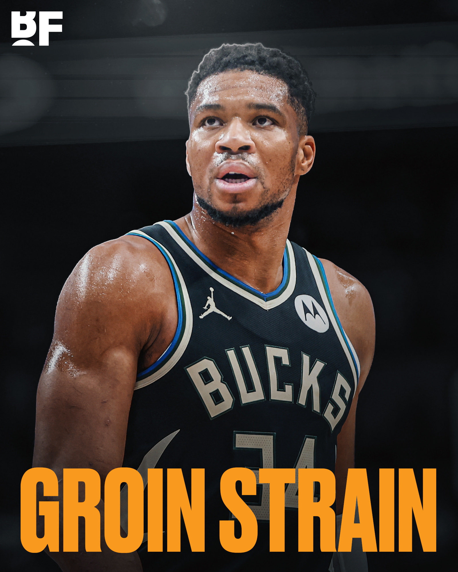 字母哥左侧腹股沟拉伤，本场比赛不会回归。