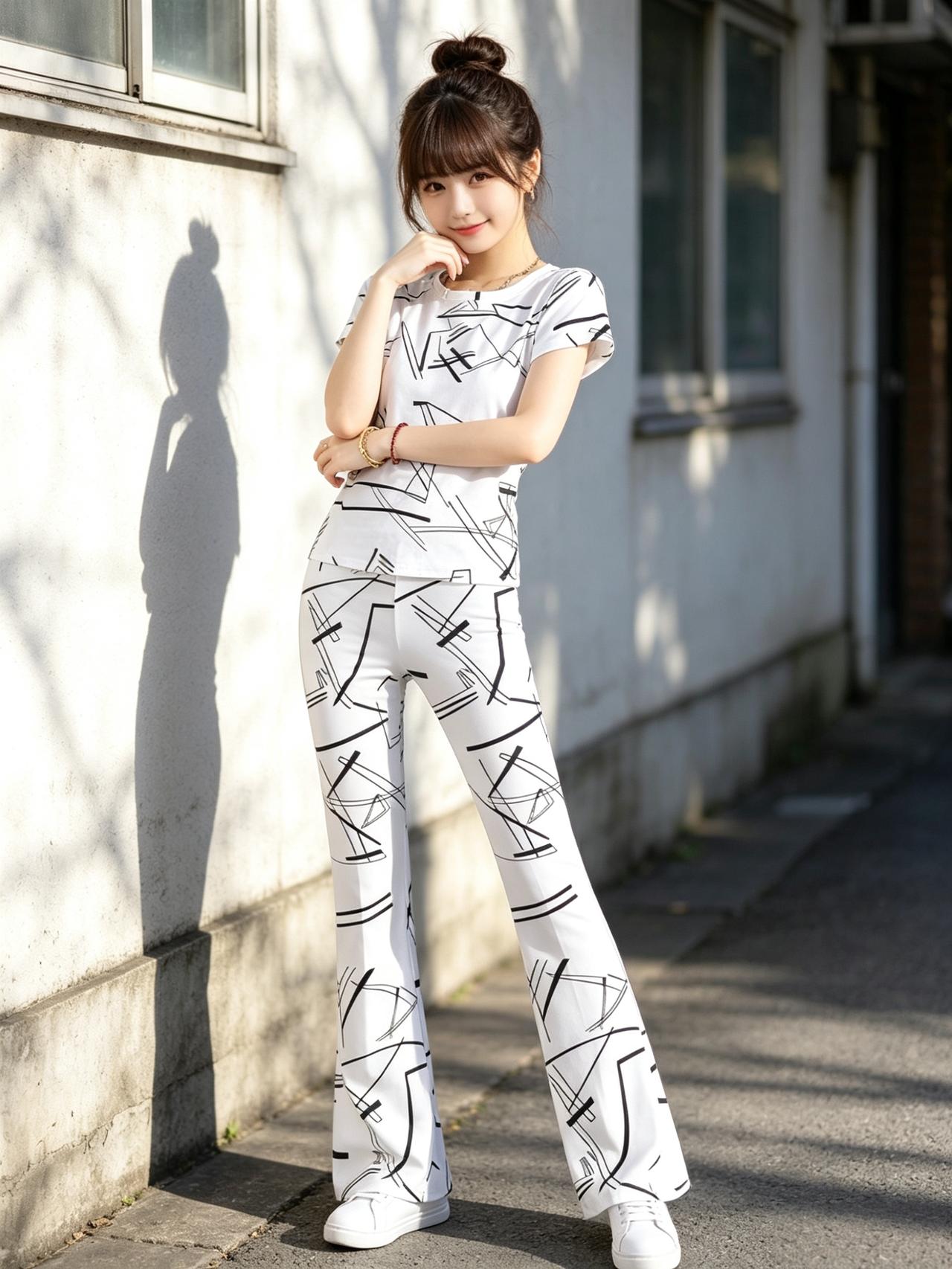 元气少女穿搭指南，黑白几何图案，时尚又百搭！👗👖👟优雅自信穿搭分享 纯真少