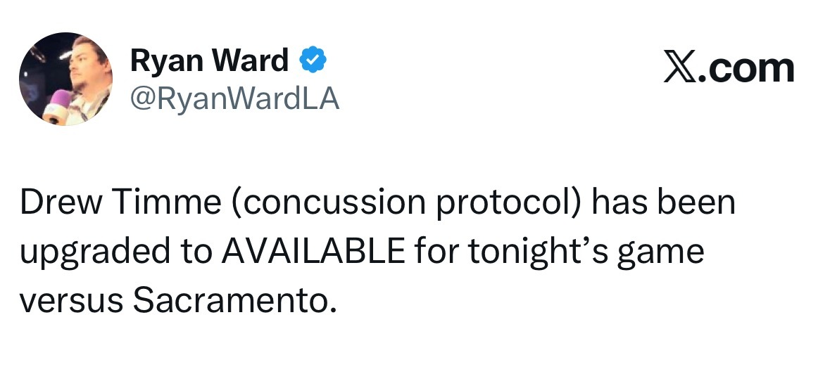 临危受命，双向球员蒂米通过脑震荡协议，可以出战今日比赛。 