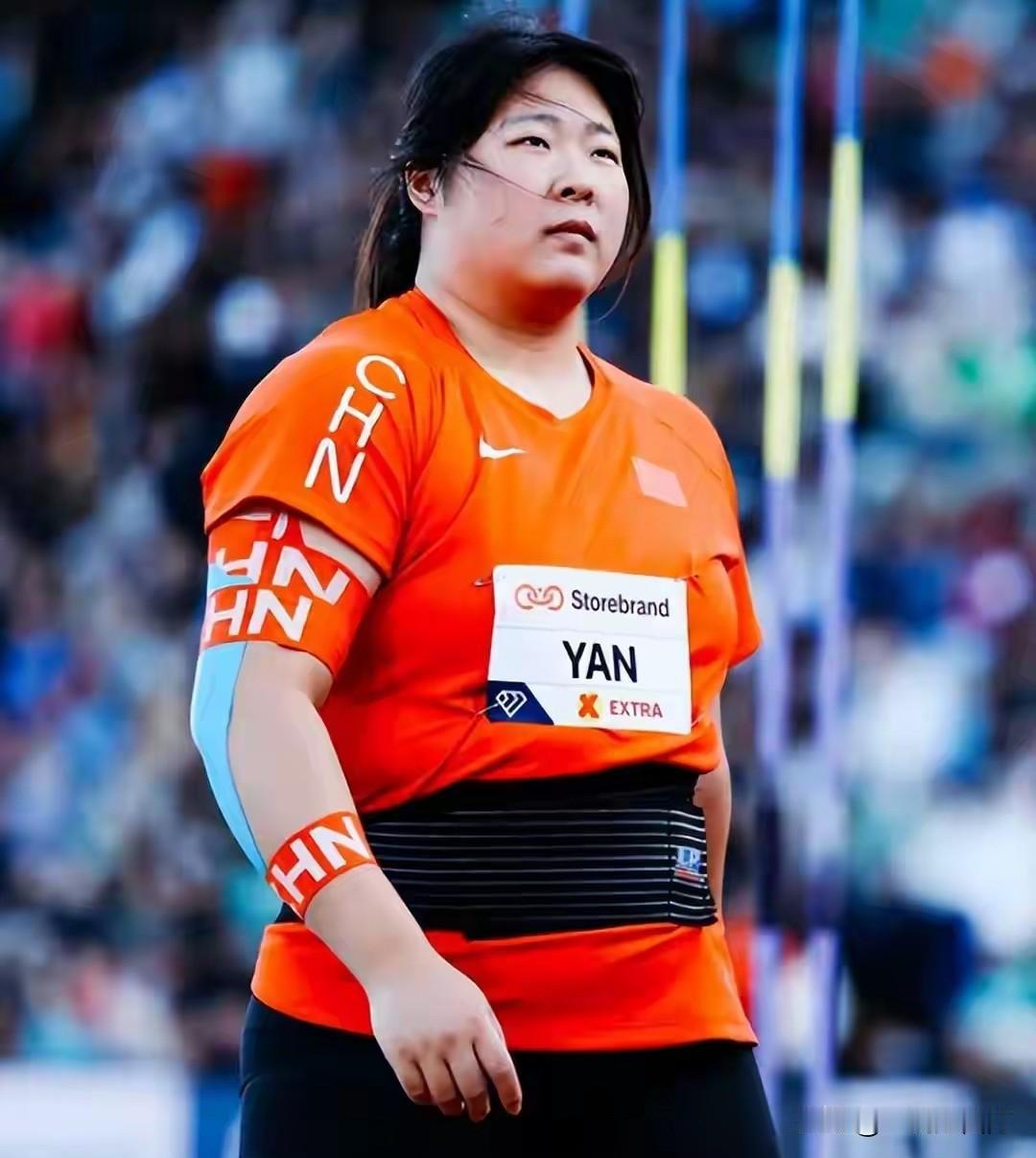 世界田联钻石联赛奥斯陆站女子标枪比赛，第一次参加境外钻石联赛的中国18岁新星严子