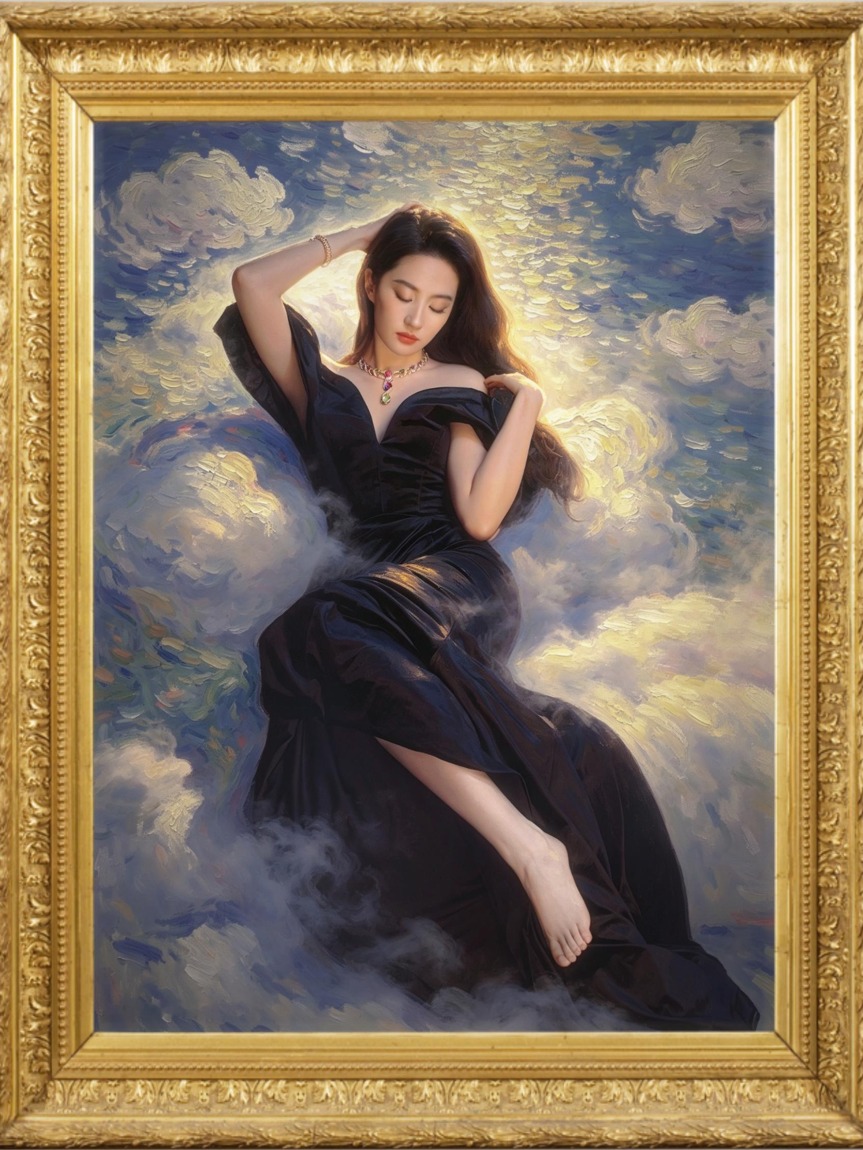 刘亦菲 𝐁𝐀𝐙𝐀𝐀𝐑 油画神女，特别喜欢这张的姿态，二创一下嘻嘻。 