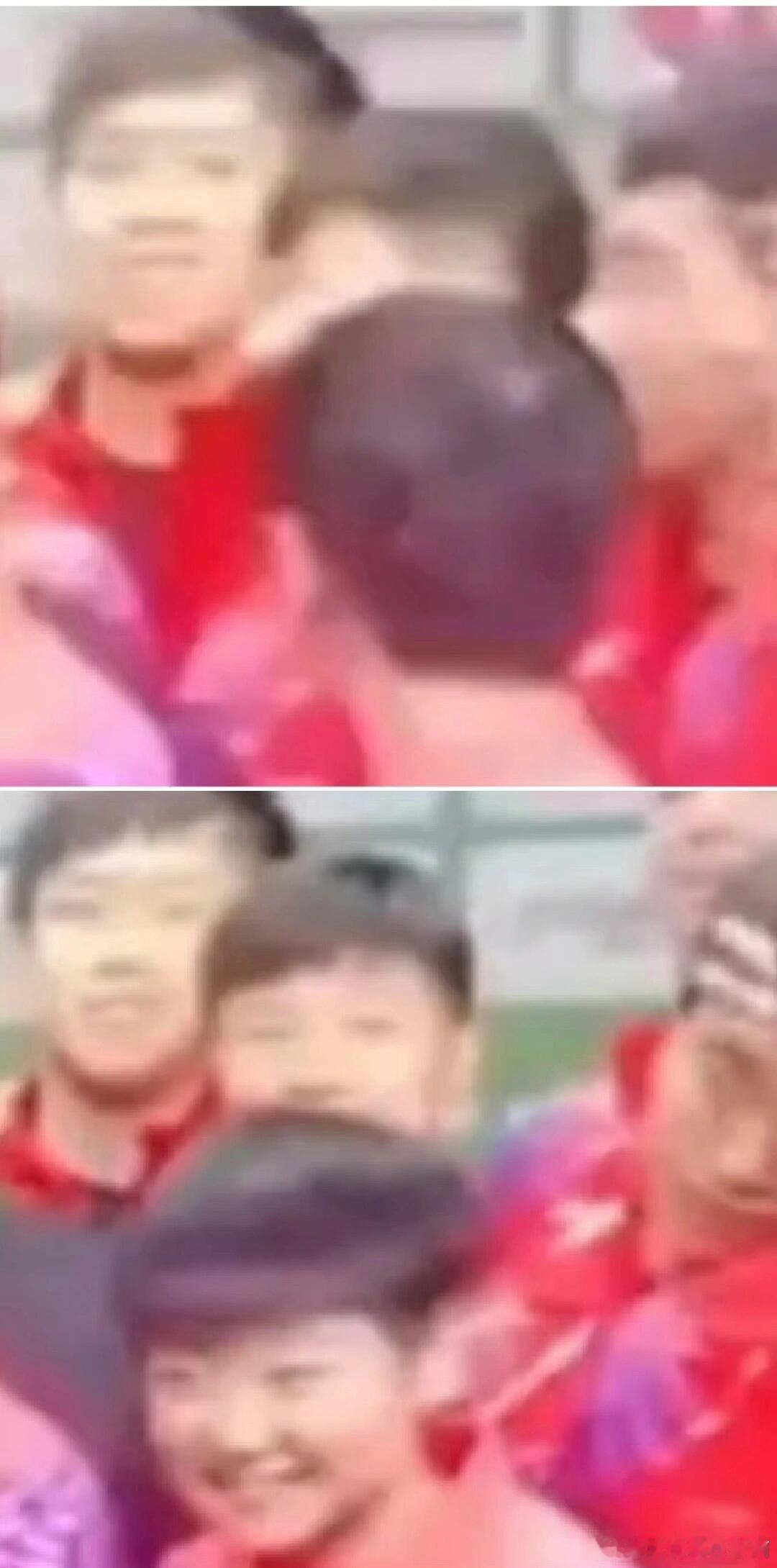 王楚钦孙颖莎没见过的，这么糊也挡不住他俩的甜，两个人中间又夹了一个龙队[笑cry